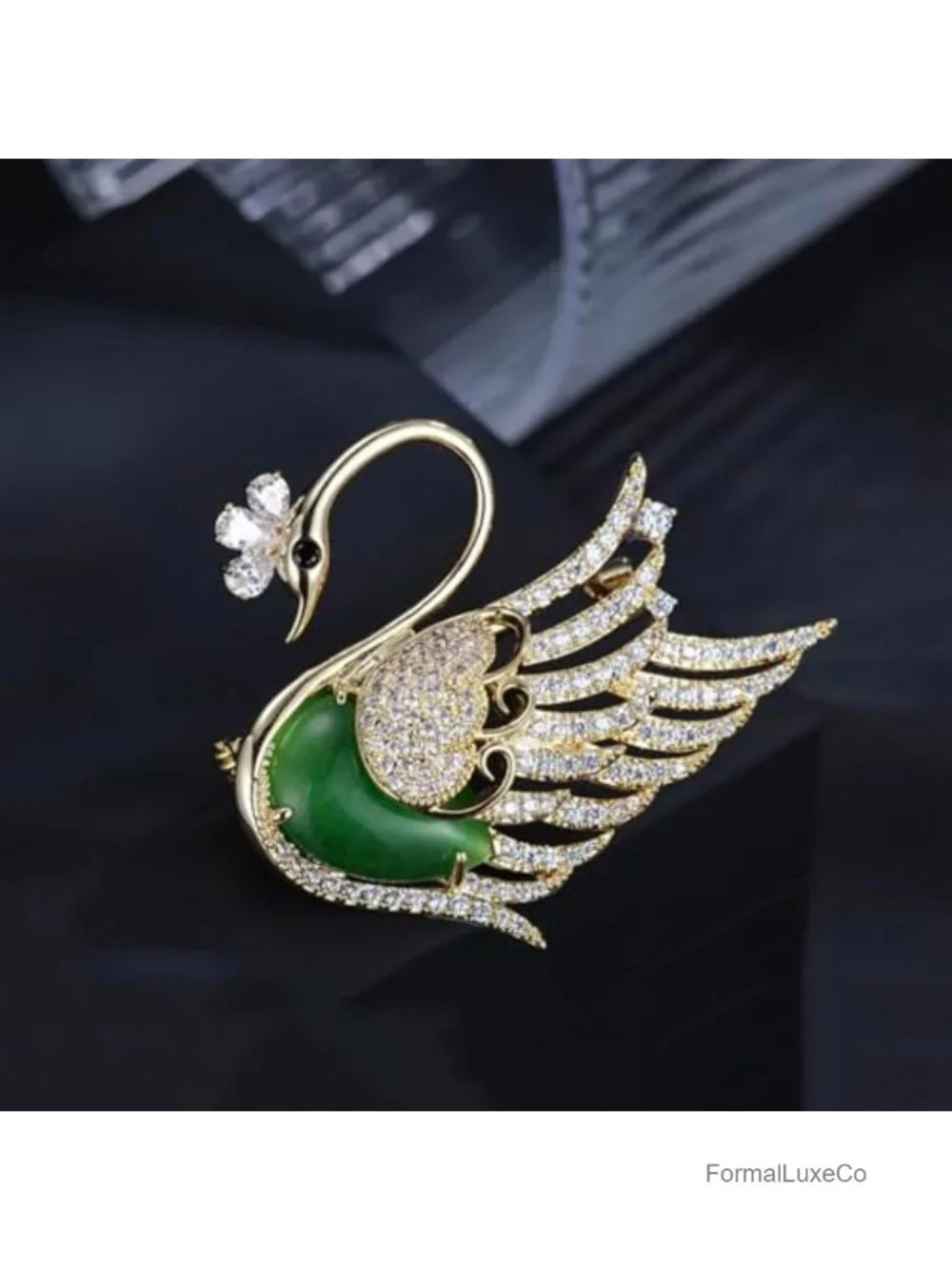 Enchanted Menagerie Brooch, Gold Plated Crystal Peacock Swan Phoenix Bee